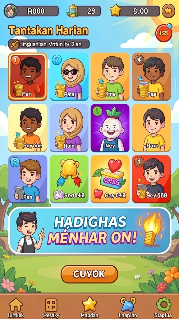 Berbagai karakter unik untuk dipilih.