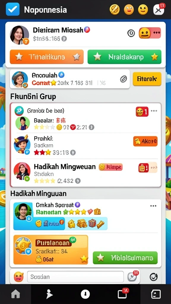 Karakter unik dengan desain yang menarik dan penuh warna.